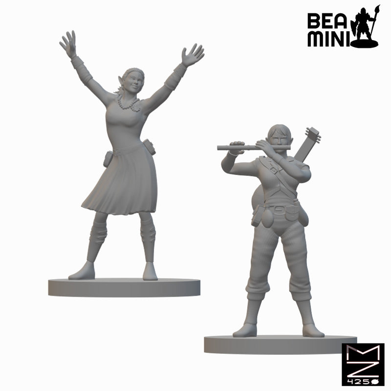 Elf Female Bards | BeaMini Unpainted RPG Miniatures