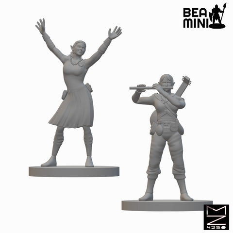 Elf Female Bards | BeaMini Unpainted RPG Miniatures