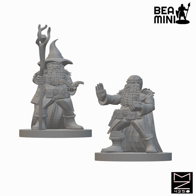 Dwarf Wizards | BeaMini Unpainted RPG Miniatures