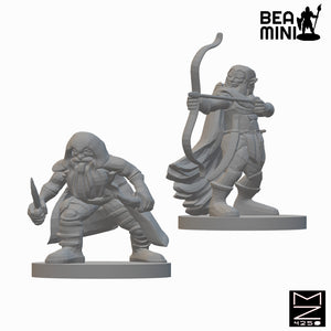 Dwarf Ranger & Rogue | BeaMini Unpainted RPG Miniatures