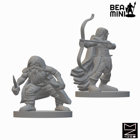 Dwarf Ranger & Rogue | BeaMini Unpainted RPG Miniatures