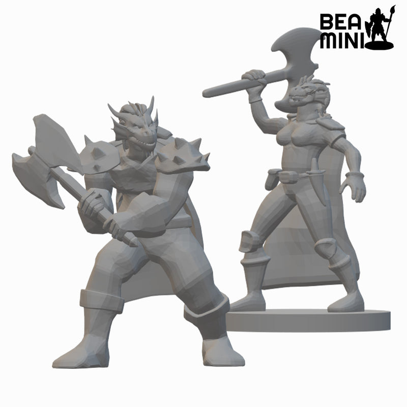 Dragonborn Barbarians (Wave 2) | BeaMini Unpainted RPG Miniatures