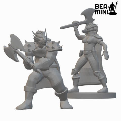 Dragonborn Barbarians (Wave 2) | BeaMini Unpainted RPG Miniatures