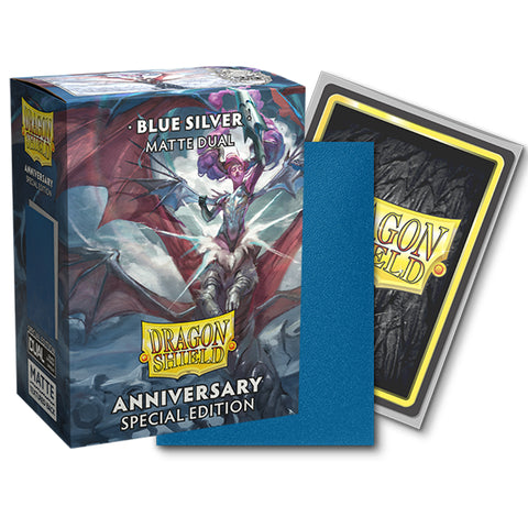 Dragon Shield Dual Matte Sleeves 100 Pack - Cobalt & Silver