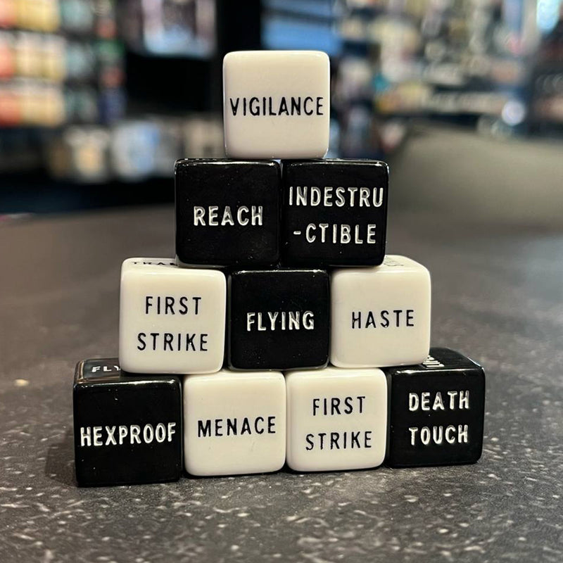 MtG Keyword Counter Dice (pack of 10) - Black & White