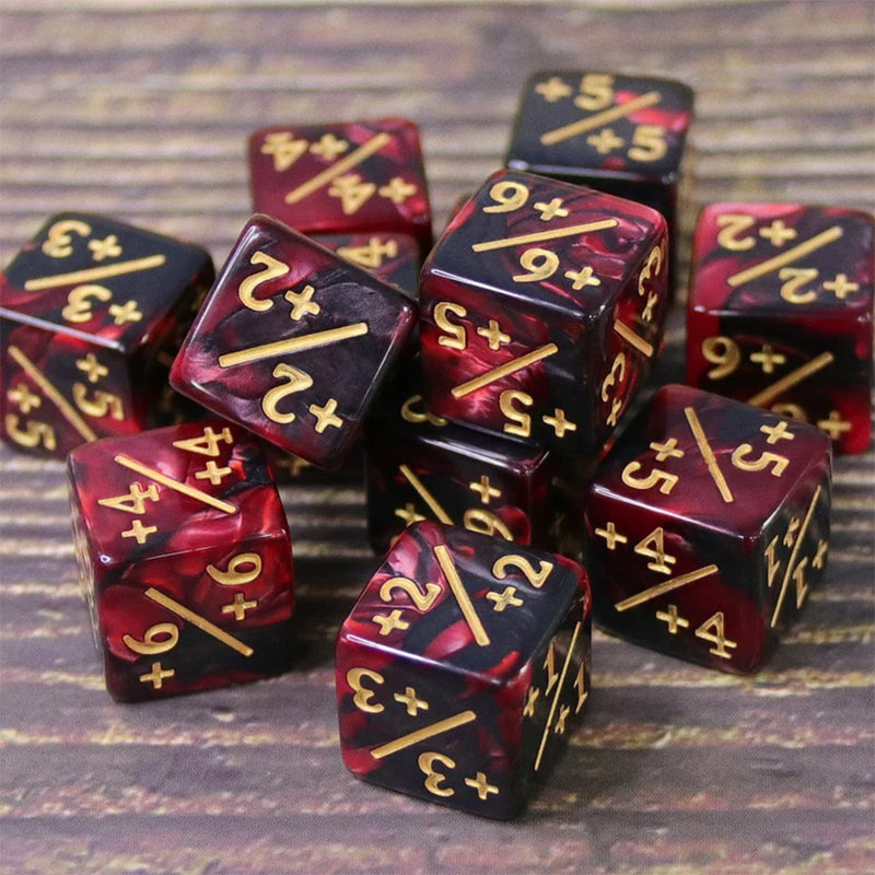 MTG Positive Counter Dice (pack of 10) - Red and Black