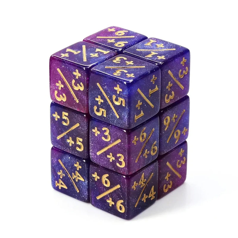 MTG Positive Counter Dice (pack of 10) - Dark Blue & Purple with Glitter