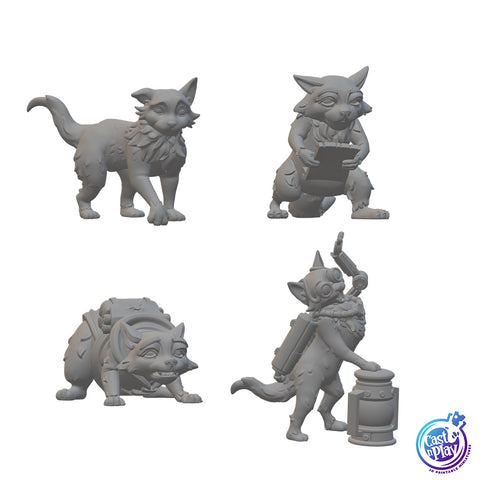 Magical Companions - Bimbay the Cat & Rakoun the Raccoon | BeaMini Unpainted RPG Miniatures