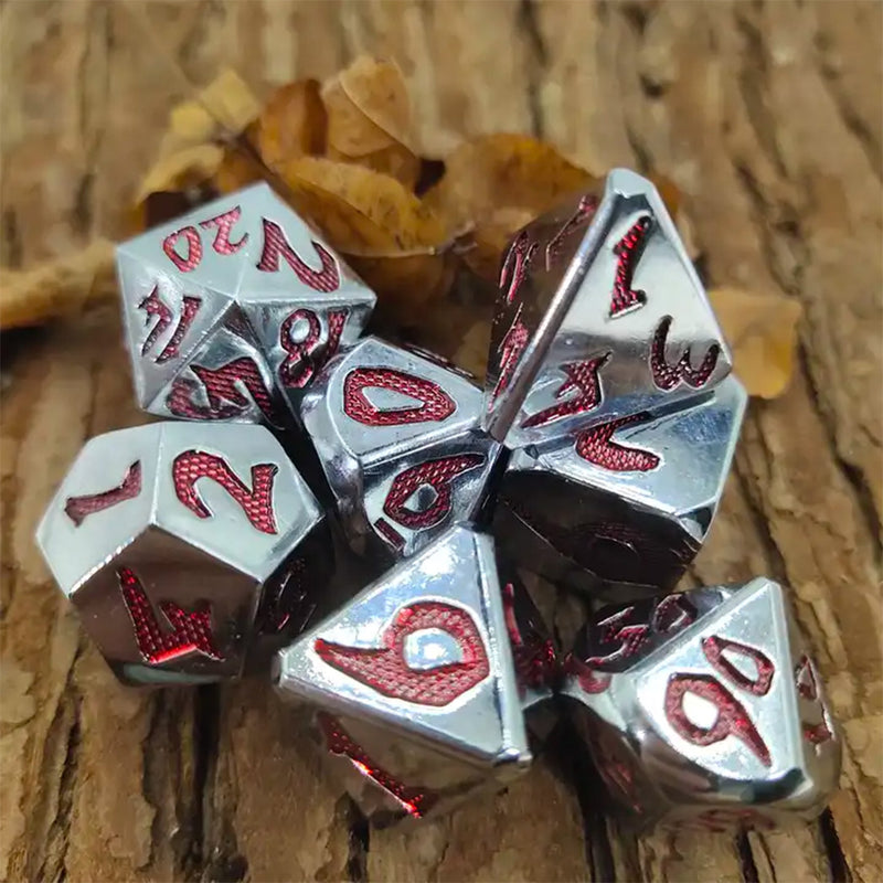 Martian Script - 7 Piece Metal Polyhedral Dice Set
