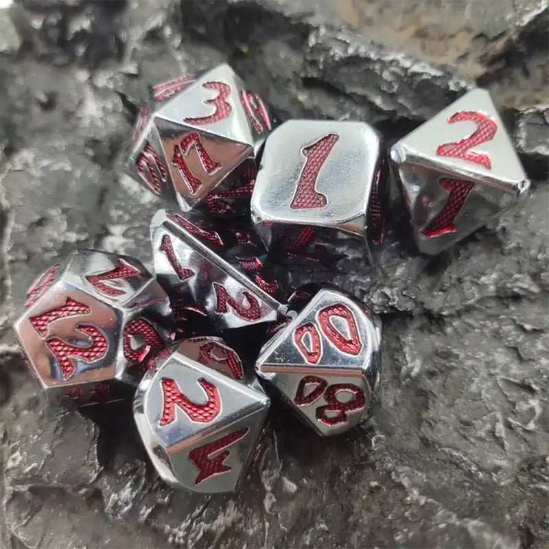 Martian Script - 7 Piece Metal Polyhedral Dice Set
