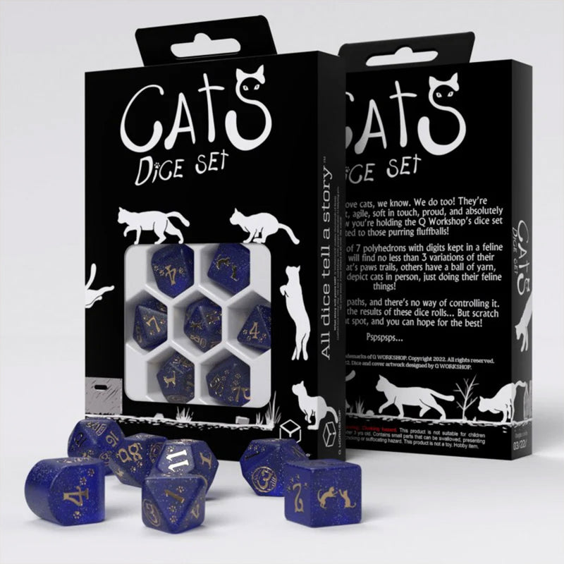 Meowster Cats 7pc Polyhedral Dice Set by Q Workshop