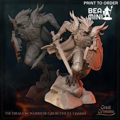 Grok'Thull - Dragonborn Fighter | BeaMini Print to Order Miniatures