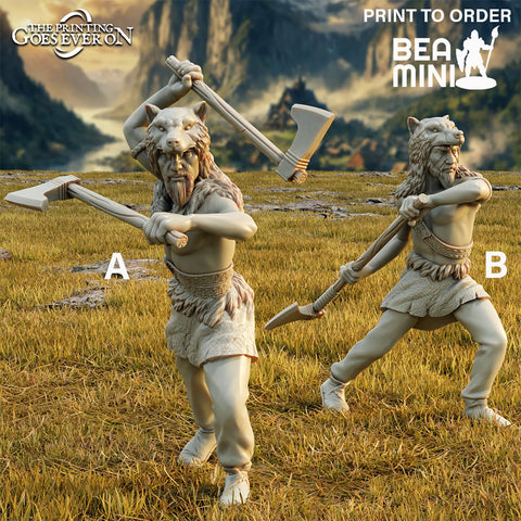 Viking Wolf Berserkers | BeaMini Print to Order Miniatures