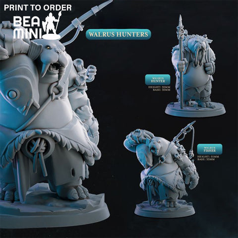 Walrus Hunters  | BeaMini Print to Order Miniatures