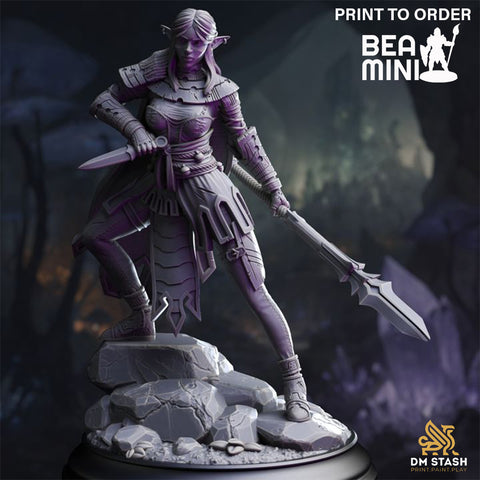 Vixa Indwynath - Drow Pathfinder | BeaMini Print to Order Miniatures