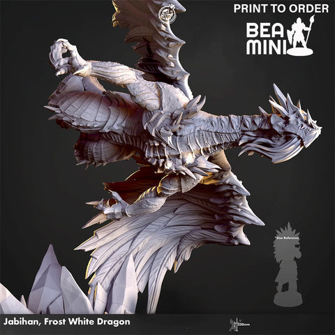 Jabihan, Frost White Dragon | BeaMini Print to Order Miniatures