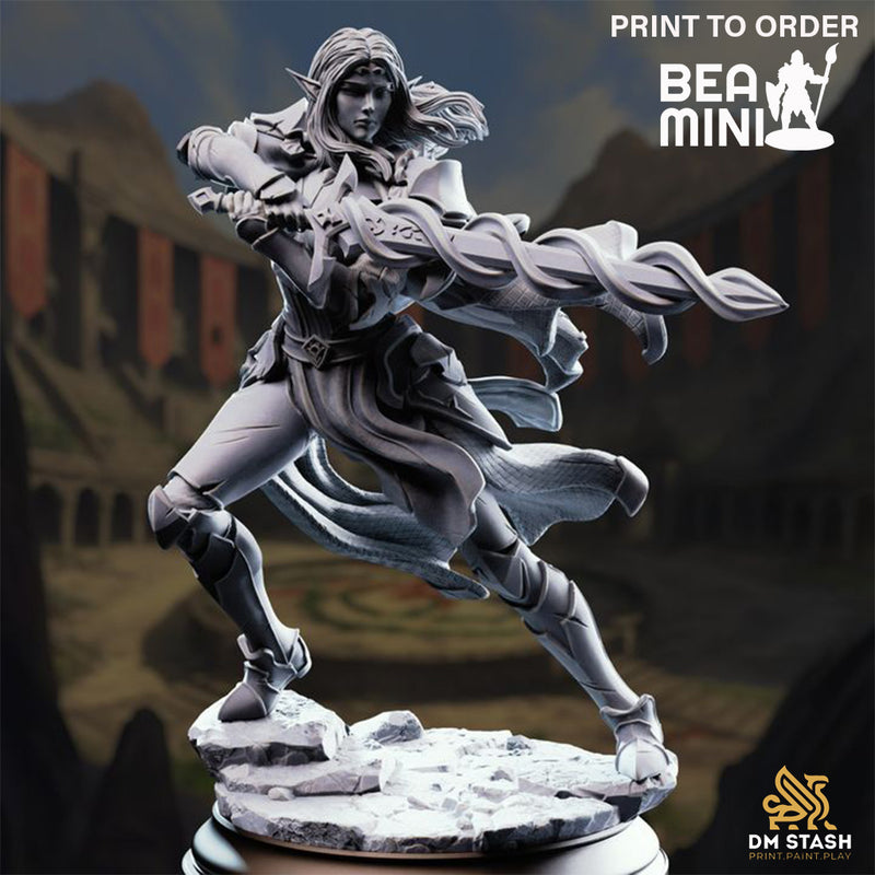 Elf Fighter - Cerindelia of House Verani  | BeaMini Print to Order Miniatures