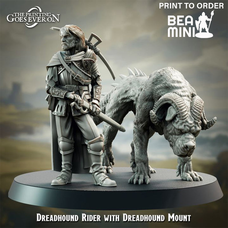 Dreadhound Rider with Mount | BeaMini Print to Order Miniatures