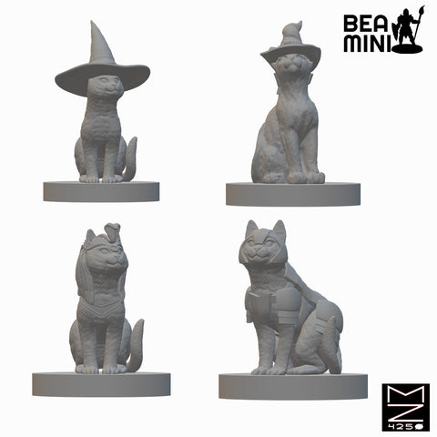 Cat Familiars | BeaMini Unpainted RPG Miniatures