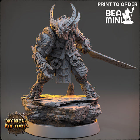 Kiarnak Stonecold - Dragonborn Fighter | BeaMini Print to Order Miniatures