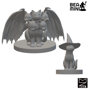 Tiacat and Wizpuss | BeaMini Unpainted RPG Miniatures