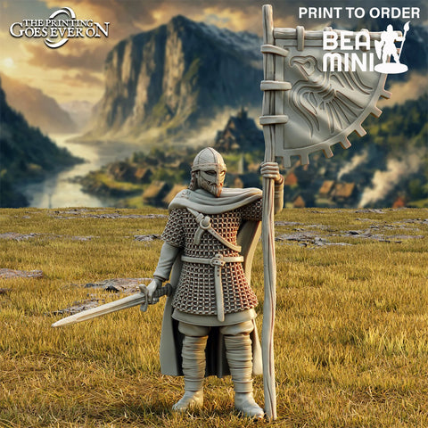 Viking Banner Bearer | BeaMini Print to Order Miniatures