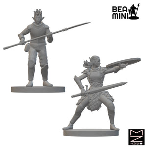 Elf Female Fighters | BeaMini Unpainted RPG Miniatures