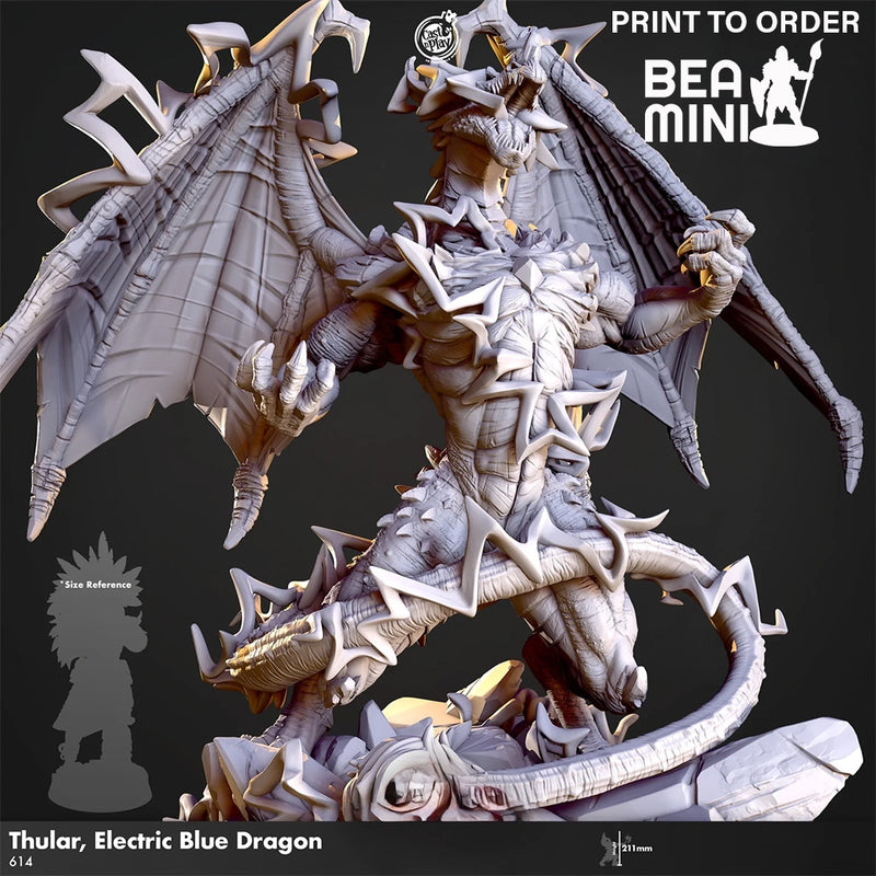 Thular, Electric Blue Dragon | BeaMini Print to Order Miniatures