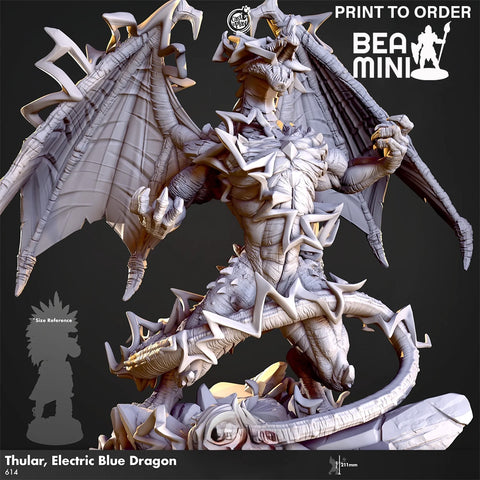 Thular, Electric Blue Dragon | BeaMini Print to Order Miniatures