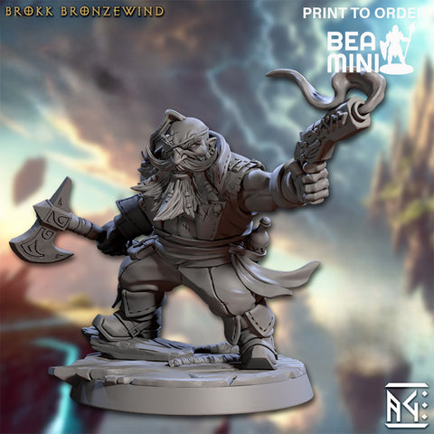 Brokk Bronzewind - Dwarven Swashbuckler | BeaMini Print to Order Miniatures
