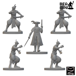Pirate Captain and Crew | BeaMini Unpainted RPG Miniatures