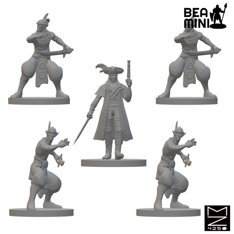 Pirate Captain and Crew | BeaMini Unpainted RPG Miniatures