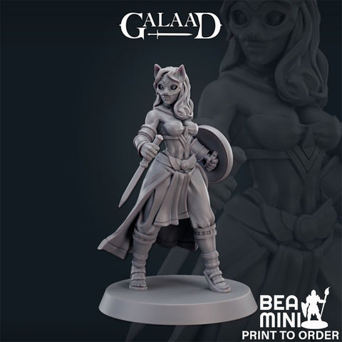 Cat Folk Fighter 01 | BeaMini Print to Order Miniatures