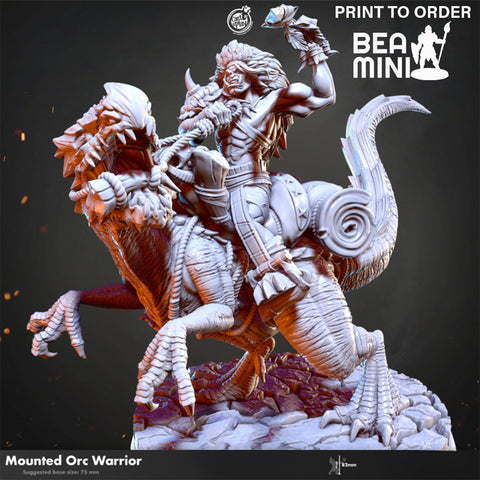 Mounted Orc Warrior | BeaMini Print to Order Miniatures