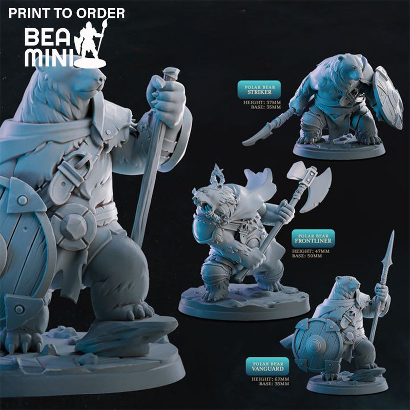 Polar Bear Warriors | BeaMini Print to Order Miniatures