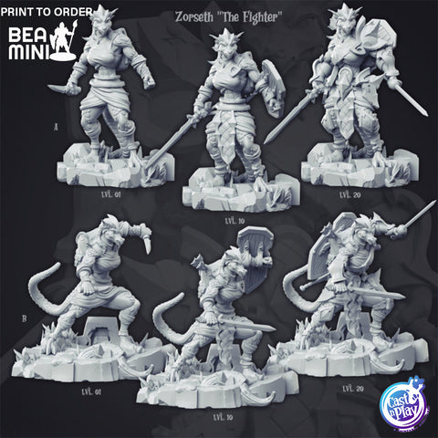 Zorseth The Fighter | BeaMini Print to Order Miniatures