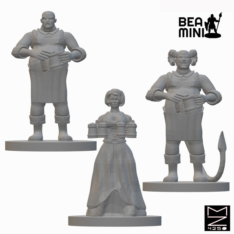 Bartenders | BeaMini Unpainted RPG Miniatures