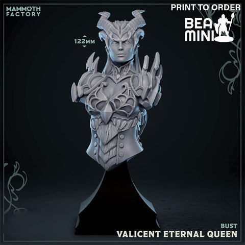 Valicent, the Eternal Queen - Bust | BeaMini Print to Order Miniatures