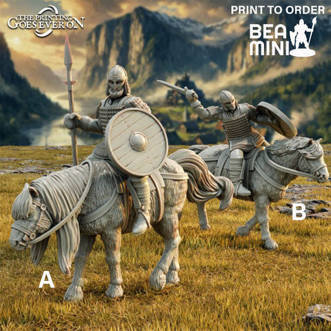 Mounted Viking Huskarls | BeaMini Print to Order Miniatures