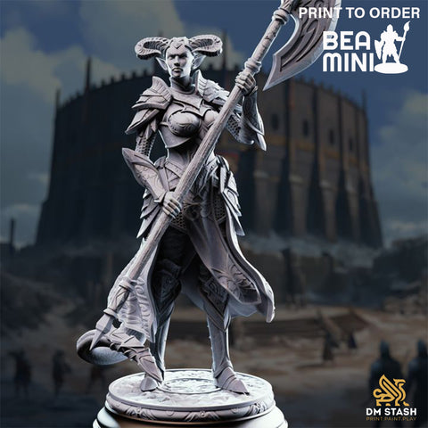 Tiefling Fighter - The Matriarch | BeaMini Print to Order Miniatures