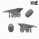 Hand Carts & Barrels | BeaMini Unpainted RPG Miniatures