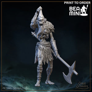 Hrosskel Grimwaldsson, Undead Barbarian | BeaMini Print to Order Miniatures