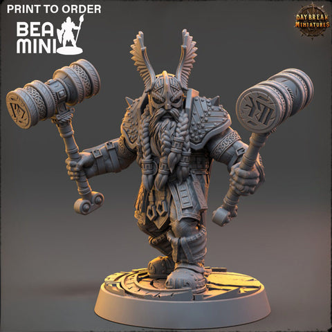 Terju ”Two Times” McTanttu - Dwarven Barbarian | BeaMini Print to Order Miniatures