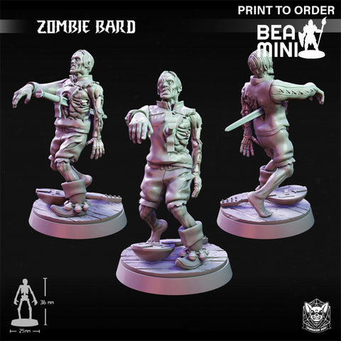Zombie Bard | BeaMini Print to Order Miniatures
