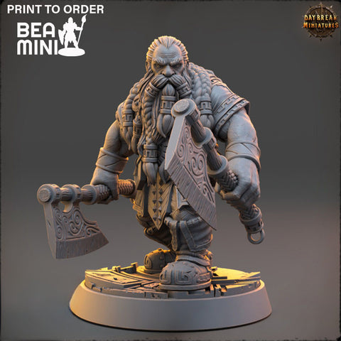 Petri ”Red Axes” Redhalla - Dwarven Fighter | BeaMini Print to Order Miniatures
