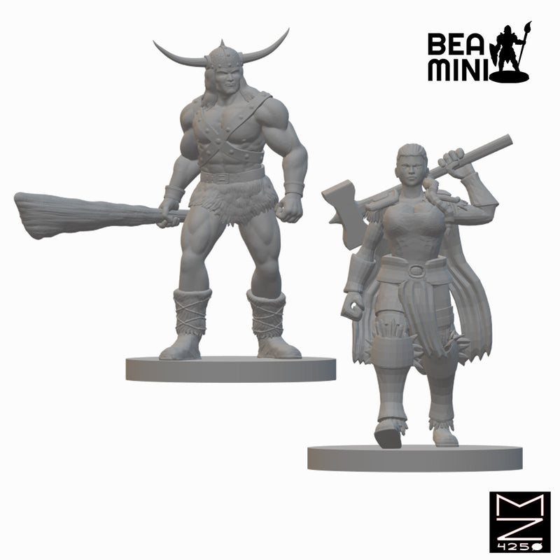 Human Barbarian (Wave 2) | BeaMini Unpainted RPG Miniatures