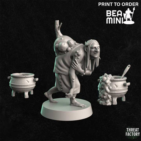 Hag & Cauldrons | BeaMini Print to Order Miniatures
