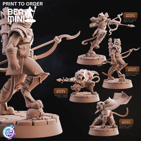 Catfolk Rogues | BeaMini Print to Order Miniatures