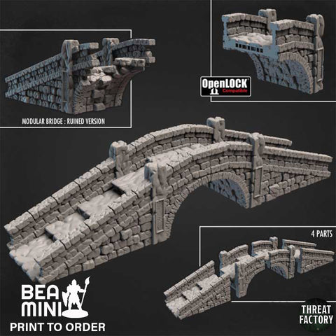 Modular Bridge / Ruined Bridge | BeaMini Print to Order Miniatures