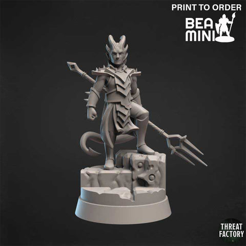Tiefling Fighter | BeaMini Print to Order Miniatures
